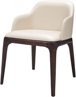 Benzara Leather Upholstered Wooden Dining Chair with Tapered Legs, Brown and Cream