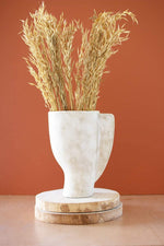 Kalalou CPH3460 Abstract Ceramic White Bust Vase With Handle