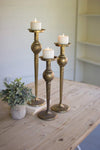 Kalalou CLL2294 Antique Brass Metal Candle Holder, Set of Three