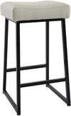 Benzara 26 Inch Metal Base Leatherette Backless Counter Stool, Set of 2, Light Gray
