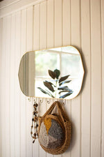 Kalalou NVE1015 Horizontal Oval Brass Framed Mirror with Six Hooks