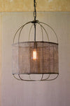 Kalalou CLL2209 Metal Pendant Light with Fabric Shade
