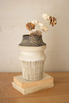 Kalalou CPH3403 Whites And Browns Etched Ceramic Vase