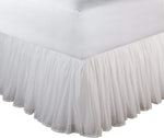 Benzara Liard Fabric Queen Size Bed Skirt with Ruffle Stitching and Liner, White