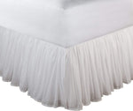 Benzara Liard Fabric King Size Bed Skirt with Ruffle Stitching and Liner, White