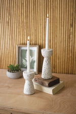 Kalalou NART1075 Set of Two Terrazzo Candle Holders