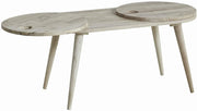 Benzara Wooden Coffee Table with 2 Round Lady Susan Shevles, Light Brown
