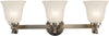 Avaline, Transitional 3 Light Brushed Nickel Bath Vanity Wall Fixture White Alabaster Glass 25.5`` Wide