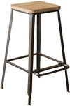 Kalalou CHW1009 Metal Bar Stool with Square Wooden Seat
