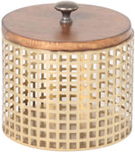 Sagebrook Home 12228-03DS 6.25" Bronze Metal Wood Top Box, Round