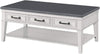 Benzara 19 Inch 3 Drawer Coffee Table with Bottom Shelf, White and Gray