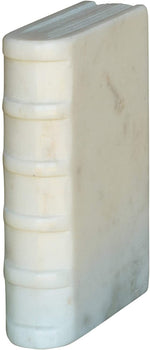 Benzara 6 Inch Book Design Marble Accent decor, Small, White