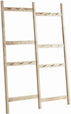 Benzara Center Partitioned Wooden Garment Rack with Peg Hooks, Light Brown
