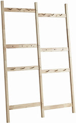 Benzara Center Partitioned Wooden Garment Rack with Peg Hooks, Light Brown