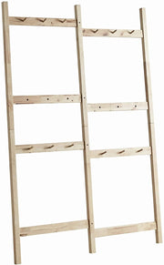 Benzara Center Partitioned Wooden Garment Rack with Peg Hooks, Light Brown