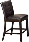 Benzara Leatherette Wooden Counter Height Chair with Tufted Back, Set of 2, Brown