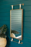 Kalalou CLL2504  Hanging Mirror with Antique Brass Frame and Rope Detail