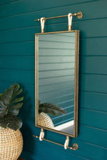Kalalou CLL2504  Hanging Mirror with Antique Brass Frame and Rope Detail