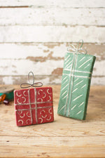 Kalalou H3659 Set of Two Clay Gifts with Wire Bows