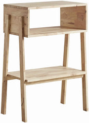 Benzara Wooden Console Table with 2 Open Compartments, Natural Brown