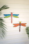 Kalalou A6299  Antique Painted Metal Dragonfly Wall Art, Set of 2
