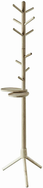 Benzara Wooden Tree Design Coat Rack with 10 Holders and Tripod Base, Brown