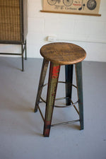 Kalalou NTM1051 Metal Bar Stool with Wooden Top