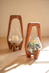 Kalalou NSS1123 Oval Wood and Glass Lantern