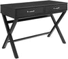 Benzara 30 Inch 2 Drawer Wooden Desk with X Base, Black