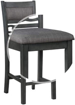 Benzara Wooden Counter Height Chairs with Adjoined Rings Design, Set of 4, Gray