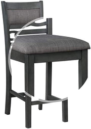 Benzara Wooden Counter Height Chairs with Adjoined Rings Design, Set of 4, Gray