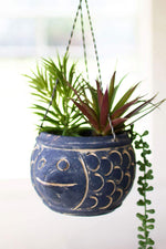 Kalalou H3977 Hanging Clay Fish Planter