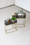 Kalalou CHW1172 Set of Two Black and Gold Rectangle Planters