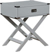 Benzara Transitional Style Wooden Chairside Table with Cross Base Legs, Gray