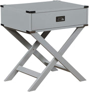 Benzara Transitional Style Wooden Chairside Table with Cross Base Legs, Gray