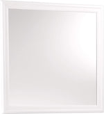 Benzara Transitional Square Mirror with Wooden Encasing and Convex Edges, White