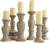 Kalalou CPH2827 Set Of 6 Ceramic Candle Holders-Grey