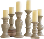 Kalalou CPH2827 Set Of 6 Ceramic Candle Holders-Grey