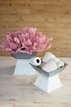 Kalalou CJS1179 Set of Two Metal Display Compotes with White Washed Wood Bases