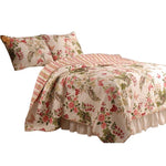 Benzara Atlanta Fabric 3 Piece King Size Quilt Set with Butterfly Prints,Multicolor