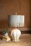 Kalalou CCG1594 Table lamp with Painted Wooden Base Lamp Shade