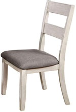 Benzara Ladder Back Fabric Side Chair, Set of 2, Antique White