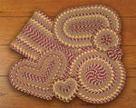 Earth Rugs C-341 Burgundy/Gray/Mustard Heart Placemat 12``x17``
