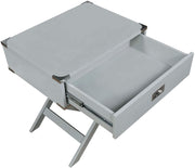 Benzara Transitional Style Wooden Chairside Table with Cross Base Legs, Gray