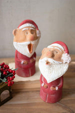 Kalalou H4034 Set of Two Caroling Clay Santas