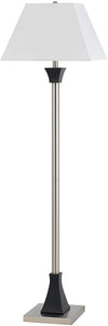 Benzara Metal Body Floor Lamp with Rectangular Tapered Shade, White and Silver
