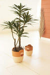 Kalalou H4047 Set of Two Half Circle Clay Planters with Handles