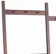 Benzara Center Partitioned Wooden Garment Rack with Peg Hooks, Dark Brown