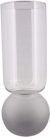 Benzara Glass Vase with Bulb Design Base and Frosted Look, Clear