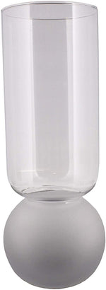 Benzara Glass Vase with Bulb Design Base and Frosted Look, Clear